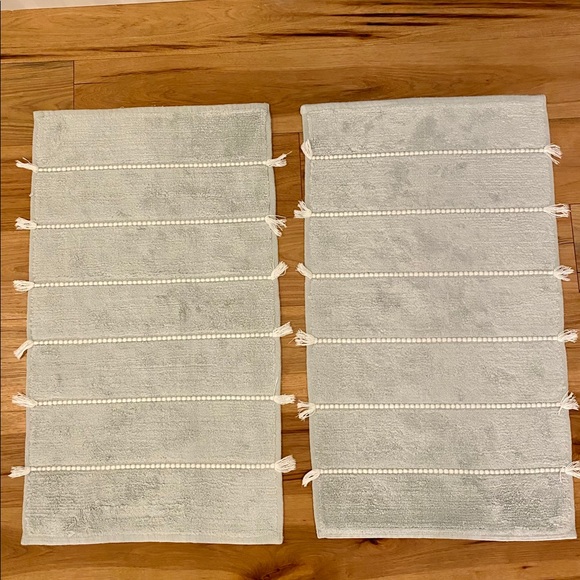 (2) Organic Tassel Stripe Bath Mats From West Elm - Picture 2 of 12